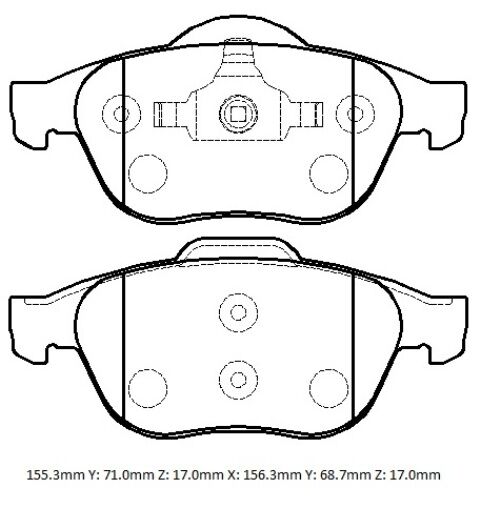 Renault Megane- 2- 03/09; Ön Fren Balatası (kablosuz)(disk) (155,3x71x17/156,3x68,7x17) (bramax) - 7701207615