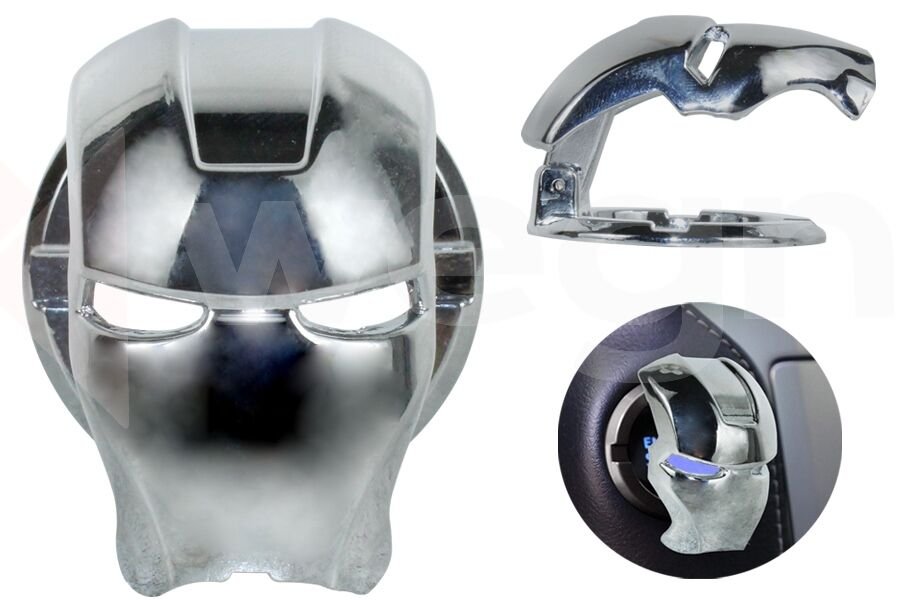 Iron Man Start Stop Koruyucu Kapak Gümüş Metal Krom