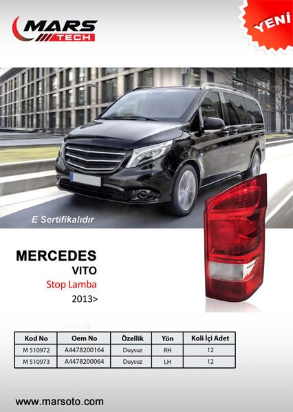 Stop Lambası Sağ Mercedes Vito 13 Duysuz