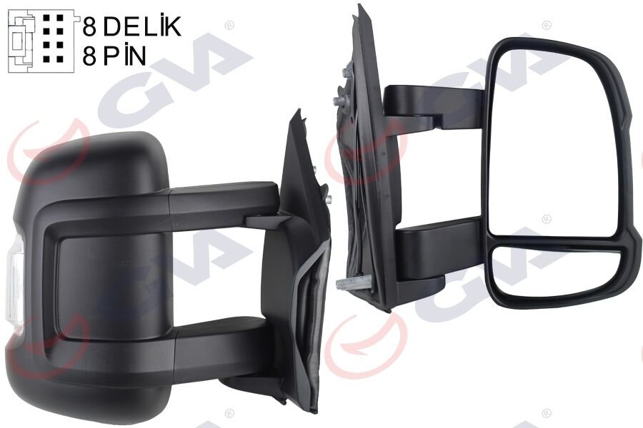 Dış Dikiz Aynası Sağ Ducato-Boxer-Jumper 06 Elektrikli Isıtmalı Sinyalli Orta Uzun Kol Konveks 8 Fiş Vm-6202Ehr