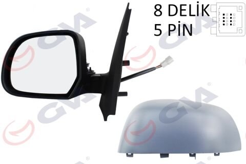 DIŞ DİKİZ AYNASI SOL DOKKER-LODGY 12 ELEKTRİKLİ ISITMALI ASTARLI KONVEKS 5 FİŞ VM-6803EHPL