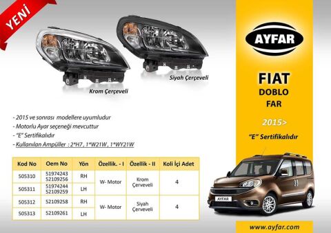 Far Sol Krom Çerçeveli Fıat Doblo 15