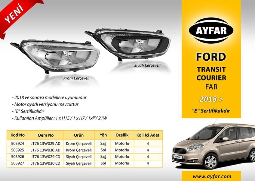 Far Sol Siyah Çerçeveli Ford Transıt Courıer 18
