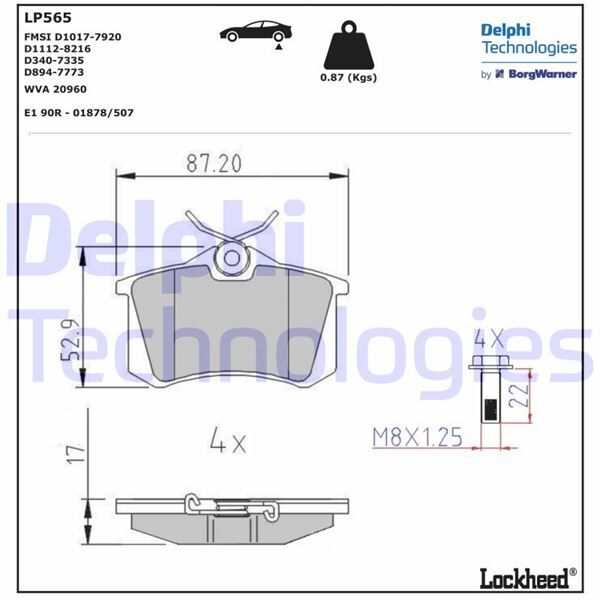 Arka Balata Fluence-Megane Iı-Iıı-P207-P308-P307-Partner-Berlıngo-C2-C3-C4-Crossland- Bora-Passat 97 Golf Iv-V-Polo 87X52.9X17