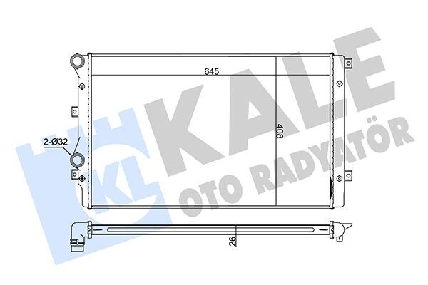 SU RADYATÖRÜ A3-SEAT ALTEA-LEON-TOLEDO III-SKODA OCTAVIA III-SUPERB II-YETİ II-VW BEETLE-CADDY II-IV -EOS-GOLF V-VI-JETTA III-IV-PASSAT-SCIROCCO-TOURAN 1.4TSI 1.9TDI 04 MT BRAZING 645x408x26