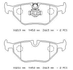 34211163395 - Bmw 5 Serı- E39- 01/03; Arka Fren Balatası (Kablosuz)(Disk) (121,9X45X16,5/123,1X45X16,5)(Bramax)