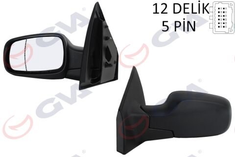 Dış Dikiz Aynası Sol Clıo 06 Elektrikli Isıtmalı Asferik 5 Fiş Vm-6136Ehal