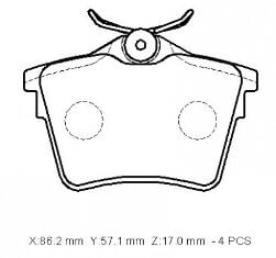 4252.79 - Peugeot 407- 04/11; Arka Fren Balatası (Kablosuz)(Disk) (86,2X57,1X17)(Bramax)