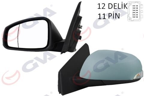 DIŞ DİKİZ AYNASI SOL MEGANE-FLUENCE 08 ELEKTRİKLİ ISITMALI SİNYALLİ KATLANIR SENSÖRLÜ ISITMALI ASTARLI ASFERİK 11 FİŞ VM-6138EBSAL