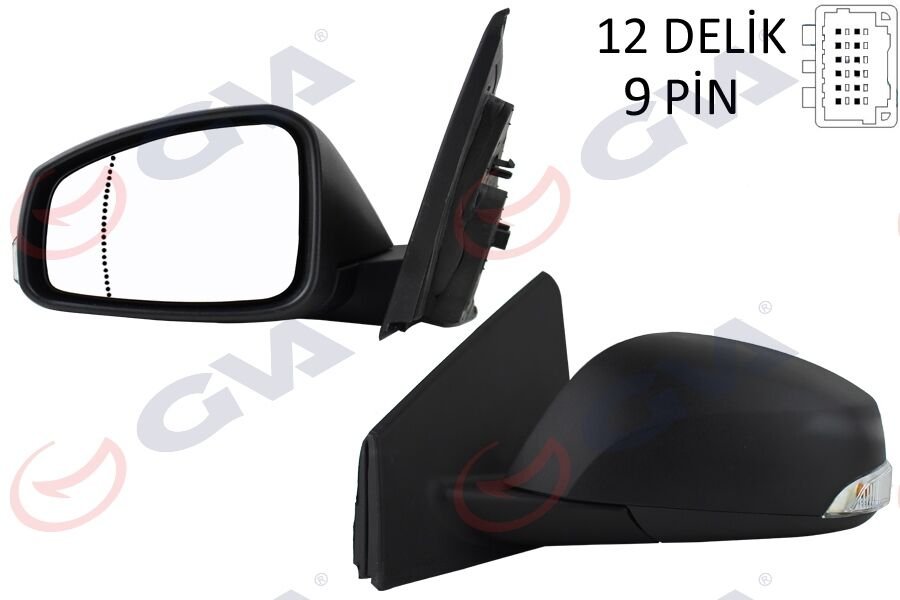 DIŞ DİKİZ AYNASI SOL MEGANE-FLUENCE 08 ELEKTRİKLİ ISITMALI SİNYALLİ SENSÖRLÜ ASFERİK 9 FİŞ VM-6138EHSAL
