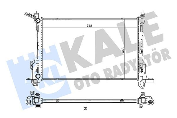 RADYATÖR TRAFIC 1.6/2.0DCI 14 VIVARO B 1.6CDTI-TALENTO 1.6D 16 MT 26MM AL/BRZ 748X468X26 -93868353