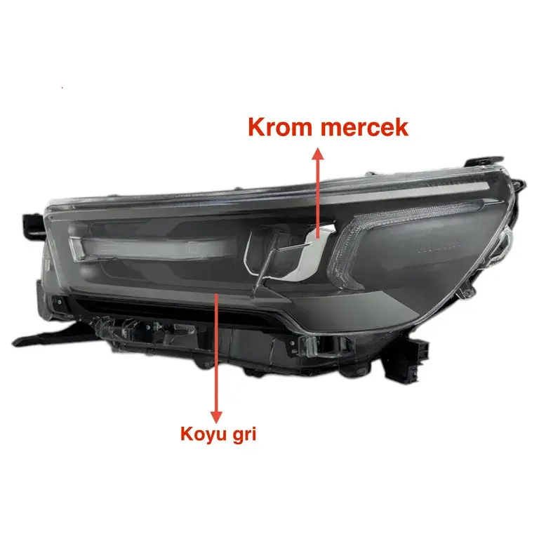 Toyota Far Hılux Revo 21-24 Sol (Mercekli/İçi Koyu Gri/Krom Mercek)/(Hılux Yazılı-ınvıncıble)