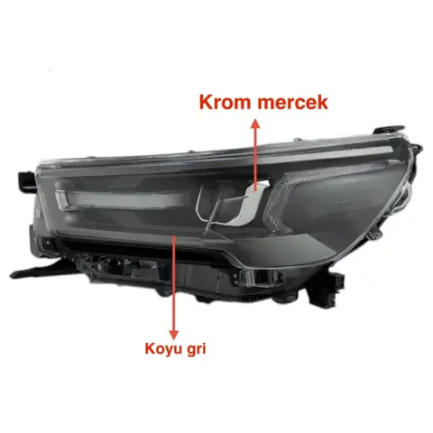 Toyota Far Hılux Revo 21-24 Sol (Mercekli/İçi Koyu Gri/Krom Mercek)/(Hılux Yazılı-ınvıncıble)