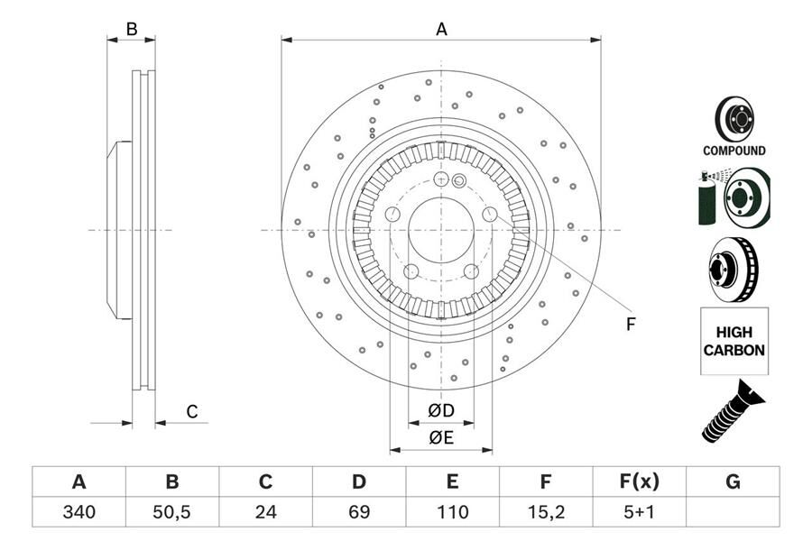FREN DISKI ARKA MERCEDES S-CLASS W222 C217