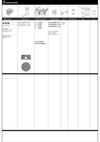 Piston Segman 1 Riken Seg. Std 79 Chevrolet Cruze Rp 00 011-J 300 1.6L 16V Cruze Rp 00-011 J300 1.6L 16V 2010- 96476296 96476296-96476296000G Goetze 87-73476-Std