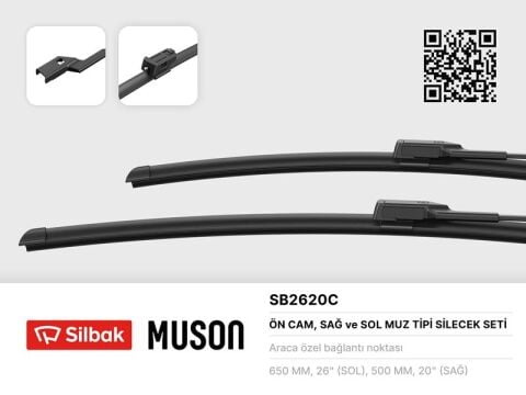 Silecek Süpürgesi 650/500Mm Muz Tipi Ford Focus Iv 17 Volvo C30 06 Volvo S40/V50 06 Volvo S80 06 Togg T10X 06-23