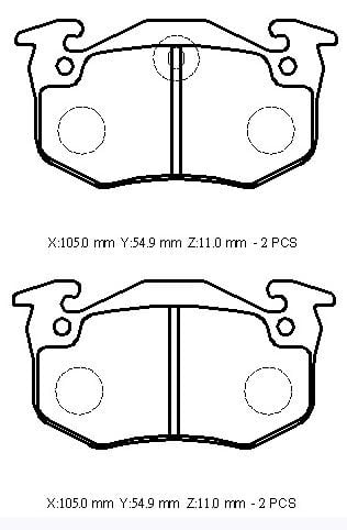 7701204664 - Peugeot 106- 91/96; Arka Fren Balatası (Disk) (105X54,9X11) (Bramax)