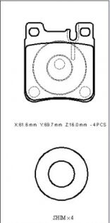 A0024201620 - Mercedes S Sl Class- W140- 91/98; Arka Fren Balatası (Kablosuz)(Disk) (61,6X69,7X16) (Bramax)