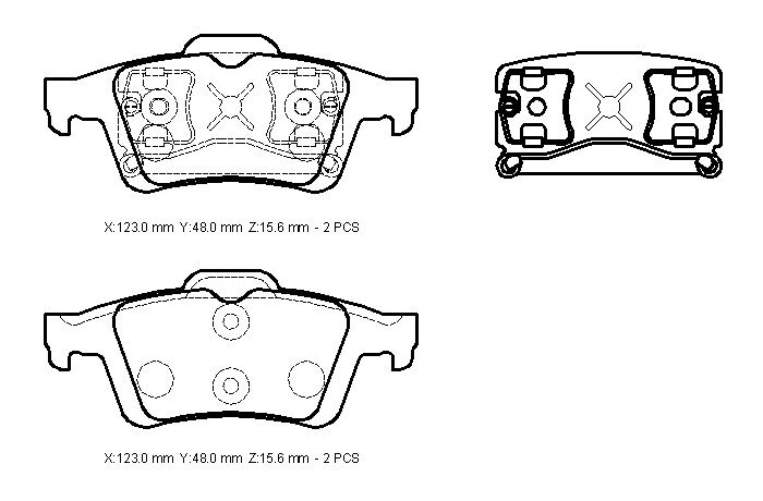 4387371 - Ford Focus C Max- 04/06; Arka Fren Balatası (Disk) (123X48X15,6)(Bramax)