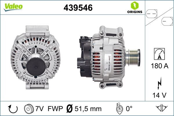 Alternator 14V 180A Mercedes W203 W204 W211 W212 W164 W463 W639 B906