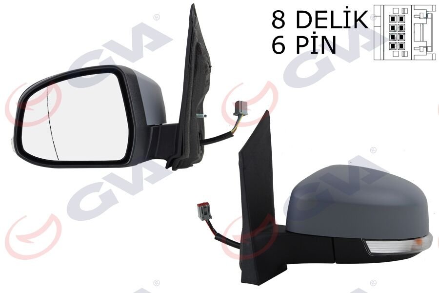 DIŞ DİKİZ AYNASI SOL FOCUS 08 ELEKTRİKLİ ISITMALI SİNYALLİ ASTARLI ASFERİK 6 FİŞ VM-6304EHPAL