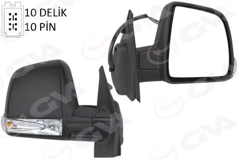 Dış Dikiz Aynası Elektrikli Sağ Doblo Iıı 2011 Md. Sinyalli Katlanır / Power Flok Desenli 10 Fiş