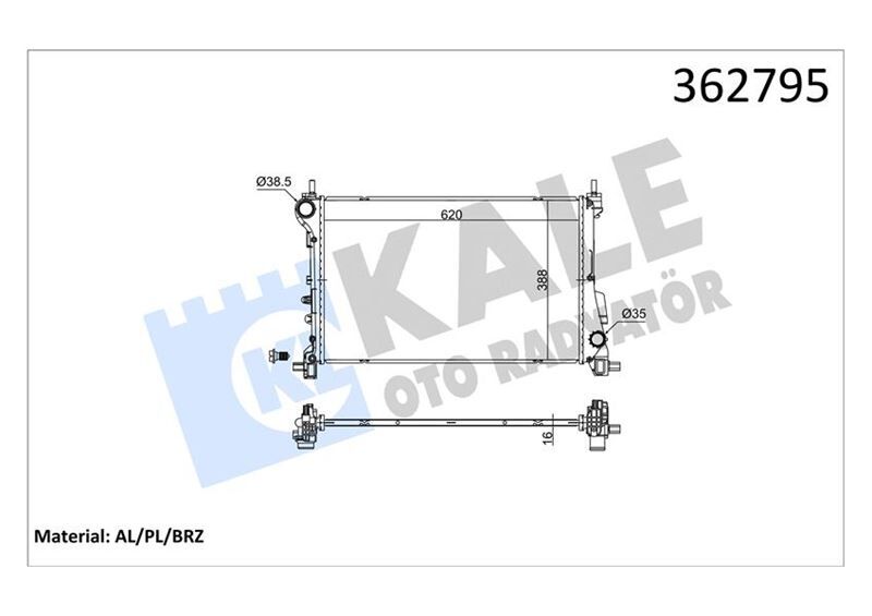 Fıat Egea 1.6 15 20 Mt Brazıng 620X388X16 Su Radyatörü