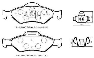 Ys61-2K021-Aa - Ford Fıesta- 00/02; Ön Fren Balatası 1,0/1,3/1,4/1,8 (Disk) (149,9X54X17,5/15;1,4X52,2X17,5)(Bramax)