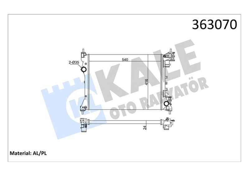 Brazıng Versiyonu Kl351280 Fıat Doblo 152.263 - Opel Combo - Alf Romeo Mıto 10 Ac/Nac Mt Me Kanik 540X416X24 Su Radyatörü