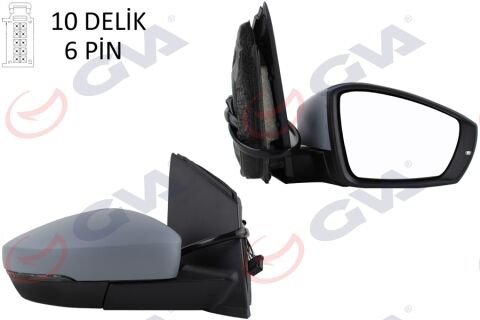 Dış Dikiz Aynası Sağ Polo 09 Elektrikli Isıtmalı Astarlı Konveks 6 Fiş Vm-388Nehpr