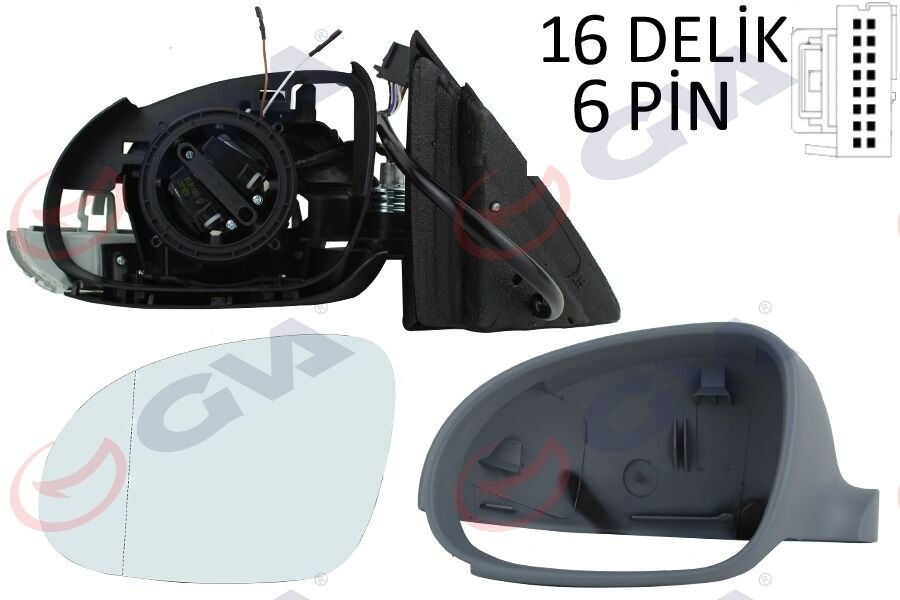 DIŞ DİKİZ AYNASI SOL JETTA 04 GOLF V 05 ELEKTRİKLİ ISITMALI SİNYALLİ ASTARLI ASFERİK 7 FİŞ VM-381EHPAL