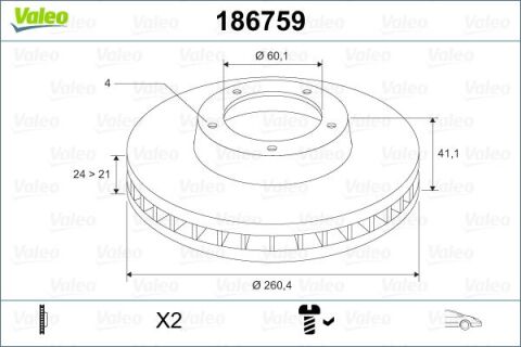 Ön Fren Aynası Corsa C - Combo C 01 11 Merıva A 03 10 Tıgra 04 09 260X24X4Dl Havalı