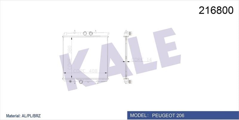 Radyatör 206 98 1.0-1.4-1.6 16V Mek Klimasız 415X380X25