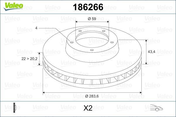 Ön Fren Aynası Fıat Doblo 05 Idea 04 Lınea 09 Fıorıno 09 Bravo 01 Stılo 01 284X22X 4 Delik Havalı