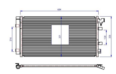 KLİMA KONDENSERİ BRAZİNG MGN III-SCENIC III 1.6 16V-2.0-1.5DCI-1.4TCE 690x347x16