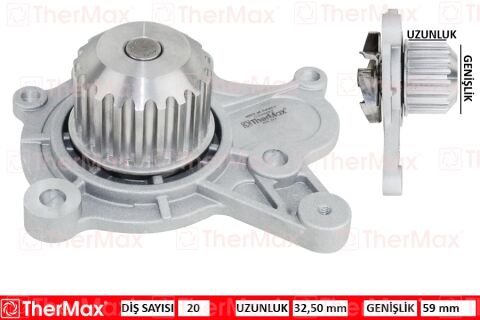 DEVİRDAİM SU POMPASI HYUNDAI ACCENT GETZ 1.5L D3EA CRDİ 02-05 / SANTAFE 2.2L CRDİ 06-09 / SONATA 2.0L D4EA CRDİ DİZEL 06-11