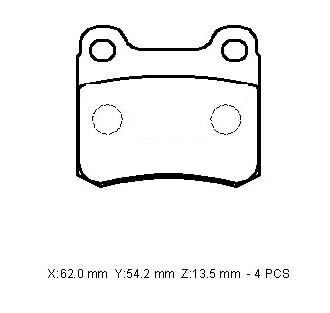 A001420012041 - Mercedes 190- W201- 83/93; Arka Fren Balatası (Kablosuz)(Disk) (62X54,2X13,5)(Bramax)