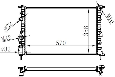 RADYATÖR BRAZİNG MGN 1.6i-2.0i 96-99 -2.0i 99 SCENIC I 1.9DTI-DCI 99-03 KLİMASIZ MEK 570x358x22