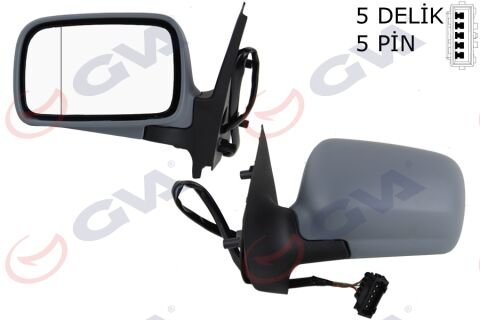 DIŞ DİKİZ AYNASI SOL POLO CLASIC 96 ELEKTRİKLİ ISITMALI ASTARLI ASFERİK 5 FİŞ VM-184NHEL
