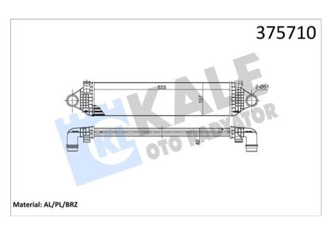 TURBO RADYATÖRÜ INTERCOOLER VOLVO S60 II 1.5 T3-2.0 D3 10 V40 D2-D3 12 V60 D3-T3 10 V70 D2-D3 15 X40 BRAZING 655X157
