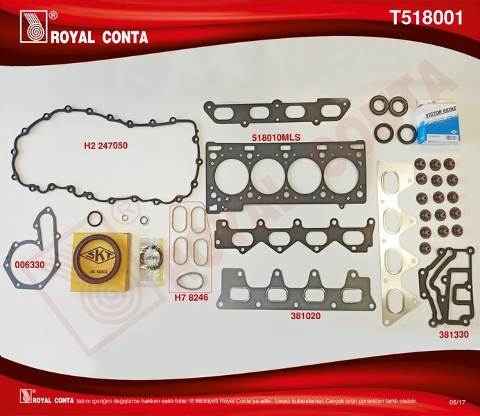 MOTOR TAKIM CONTA SKC Lİ LGN II 2.0 16V F4R SKT KEÇELİ VE SUBAP LASTİKLİ