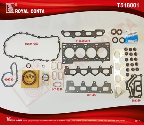 MOTOR TAKIM CONTA SKC Lİ LGN II 2.0 16V F4R SKT KEÇELİ VE SUBAP LASTİKLİ