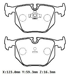 34211159344 - Bmw 5 Serı- E34- 92/95; Arka Fren Balatası (Kablosuz) (Disk) (123X59,3X16,3) (Bramax)