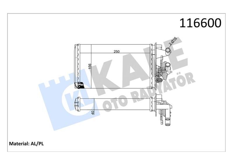 KALORİFER RADYATÖRÜ FIAT TEMPRA 95 01 TİPO 95 01 ALFA ROMEO 145 95 01 146 94 01 155 92 97 250x158x42 MUSLUKLU