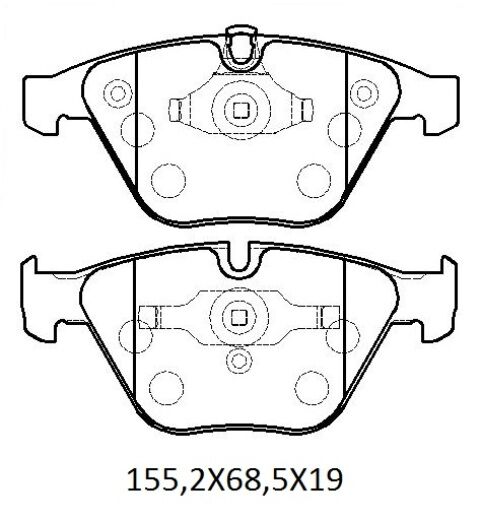 34116753668 - Bmw 3 Serı- E90- 05/09; Ön Fren Balatası (Kablosuz) (Disk) (155,2X68,5X19)(Bramax)
