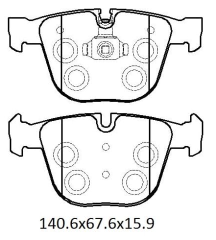 34116763305 - Bmw 7 Serı- E66- 05/09; Arka Fren Balatası (Kablosuz)(Disk)(140.6X67.6X15.9)(Bramax)