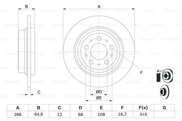 Arka Fren Aynası Volvo S60 01-10 S70 01-05 S80 98-06 Xc70 00-07 288X12X5Dl Delykly 986478495-Df4066