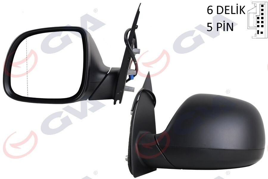 Dış Dikiz Aynası Sol Amarok 09 Elektrikli Isıtmalı Desenli Asferik 5 Fiş Vm-6190Ehal