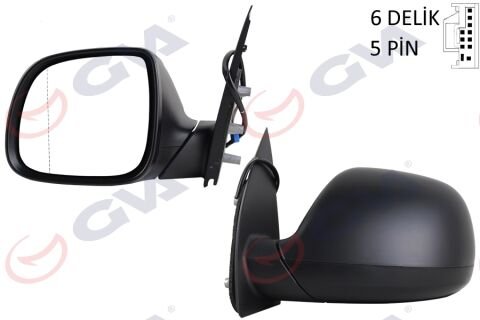 Dış Dikiz Aynası Sol Amarok 09 Elektrikli Isıtmalı Desenli Asferik 5 Fiş Vm-6190Ehal