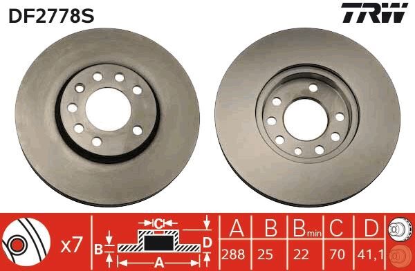 ÖN FREN AYNASI VECTRA B 96 02 SAAB 9-2/9-3 93 03 288x25x7DLxHAVALI 32025723-569357-93182306
